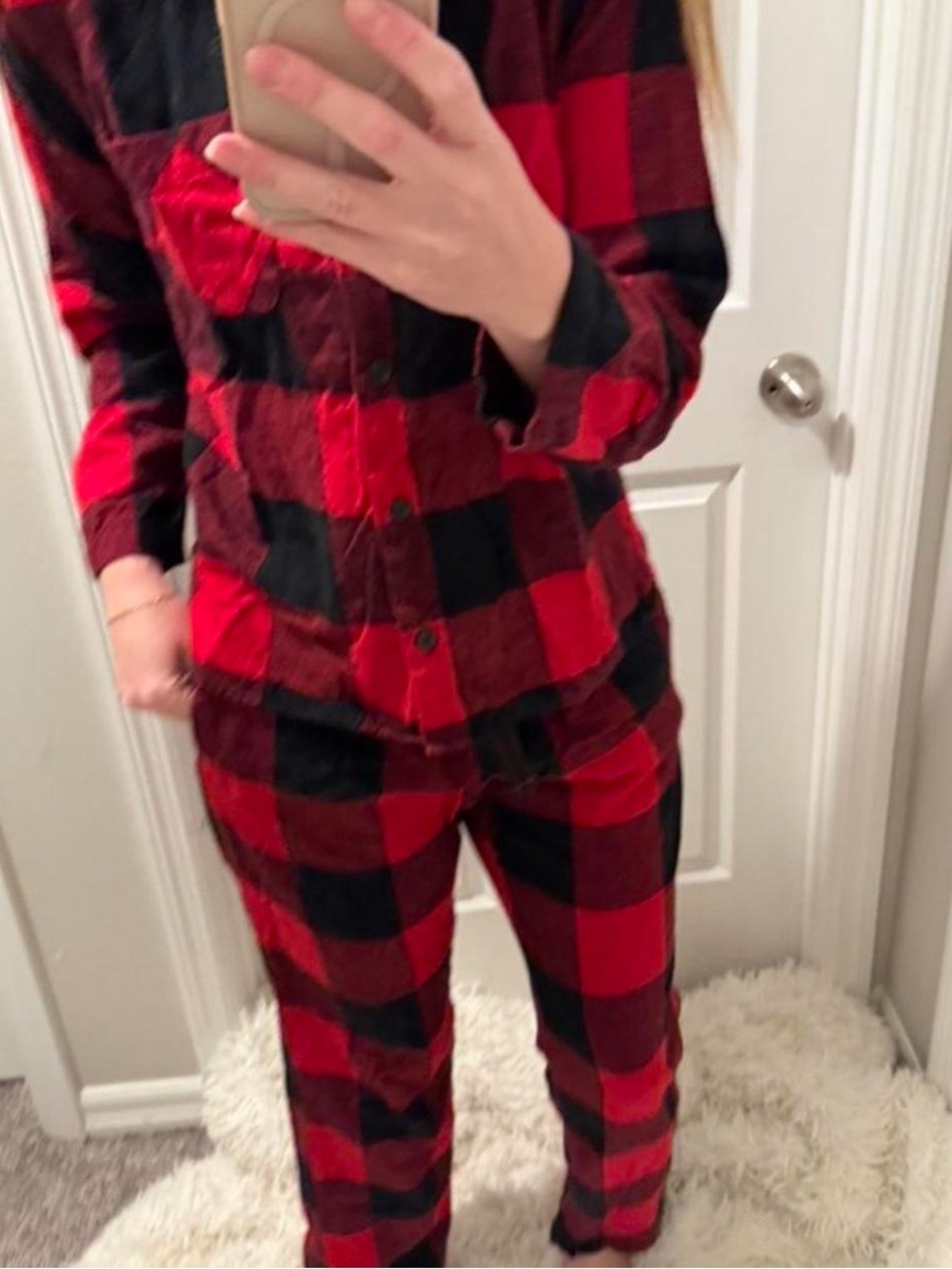 Old Navy Red and Black Buffalo Plaid Men / Women - Pajama Set - Size M